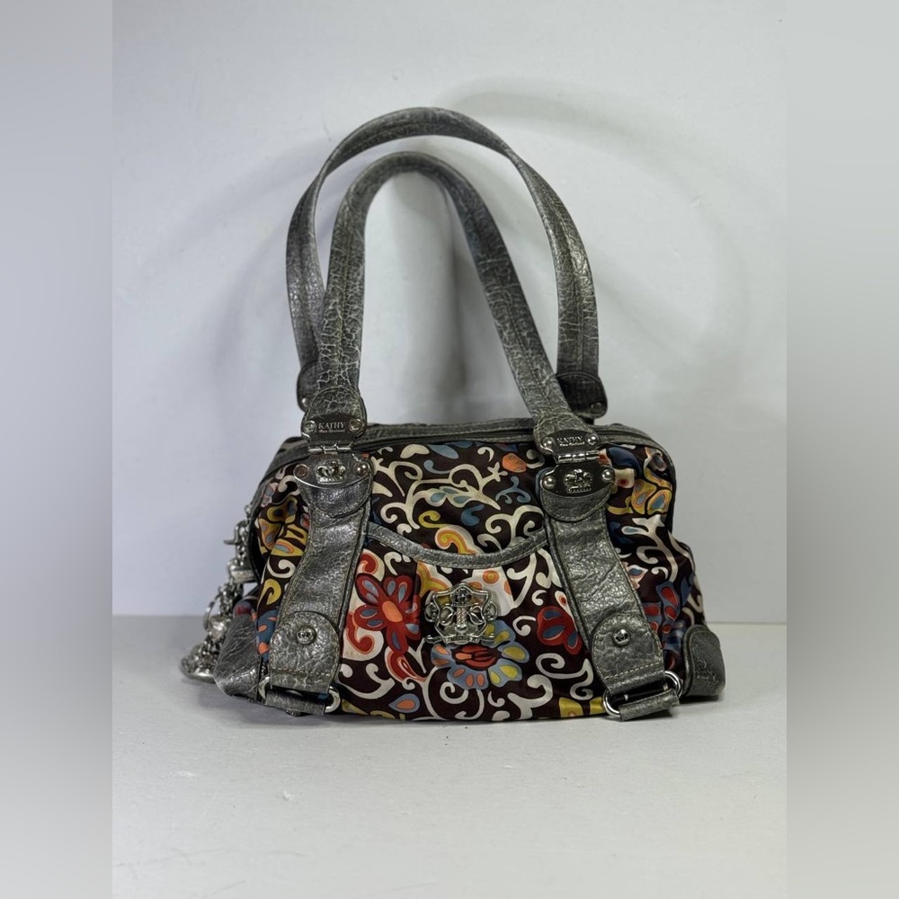 Kathy Van Zeeland Handbag Y2K Metallic Scarf Print